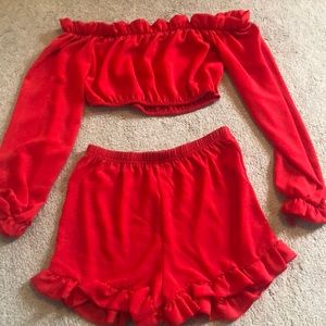 2 piece short set red perfect for a hot summer day